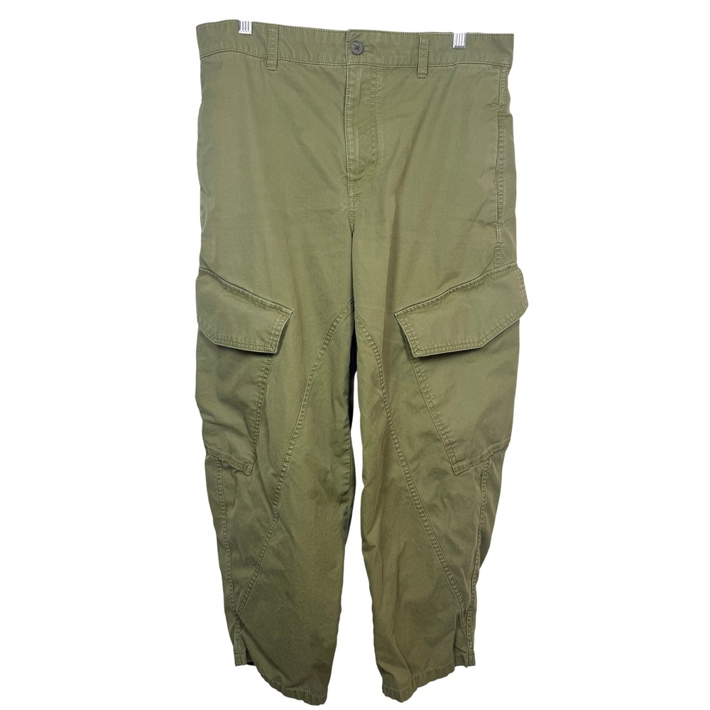 Madewell Women Seamed Utility Barrel-Leg Pants 8 Military Green Grunge Cargo